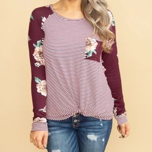 Floral/Stripe Knot Top